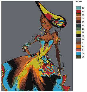 Картина по номерам Дама в шляпе и ярком платье 40 x 50 | RO144 | SLAVINA, фото 2