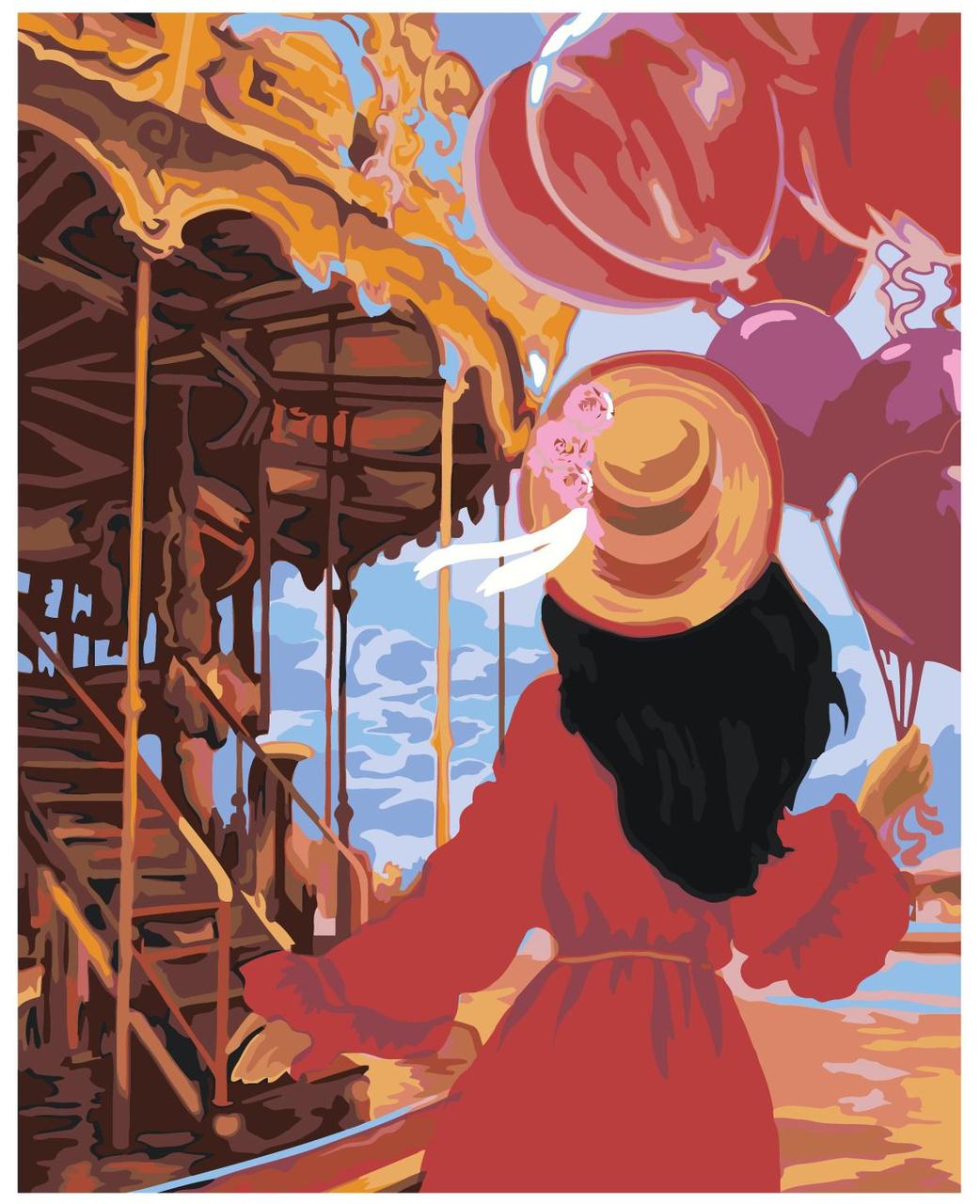 Картина по номерам Девушка с воздушными шарами 40 x 50 | ELLU07 | SLAVINA