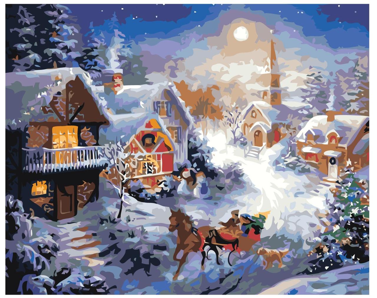 Картина по номерам Рождественское настроение в деревне 40 x 50 | Z-AB608 | SLAVINA - фото 1 - id-p196790283