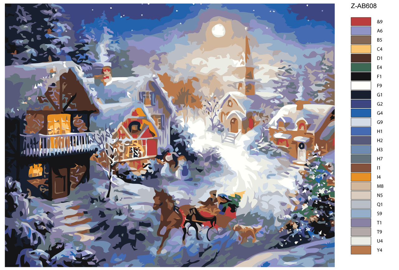 Картина по номерам Рождественское настроение в деревне 40 x 50 | Z-AB608 | SLAVINA - фото 2 - id-p196790283