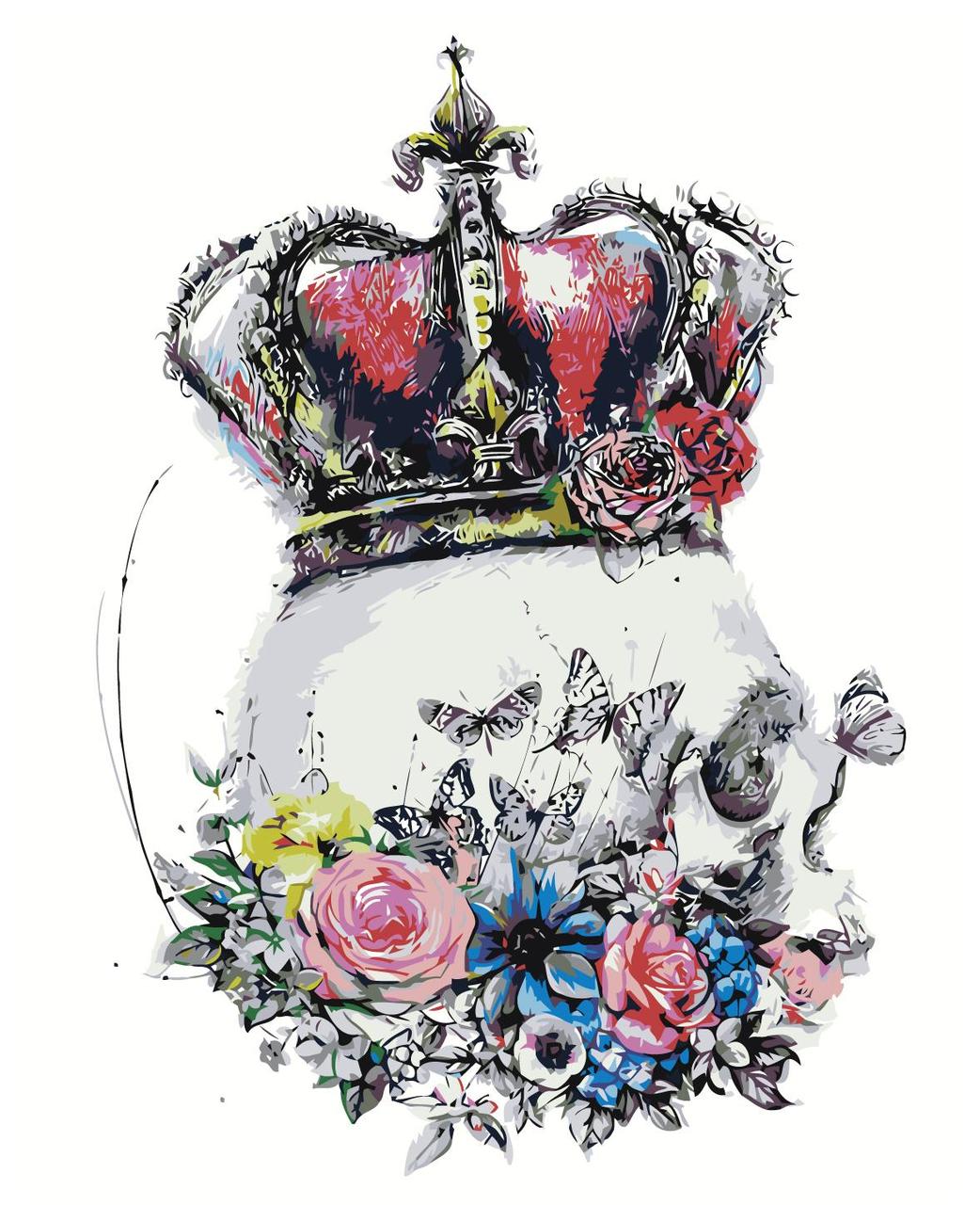 Картина по номерам Череп с короной и цветы 40 x 50 | Z-AB326 | SLAVINA - фото 1 - id-p196791303