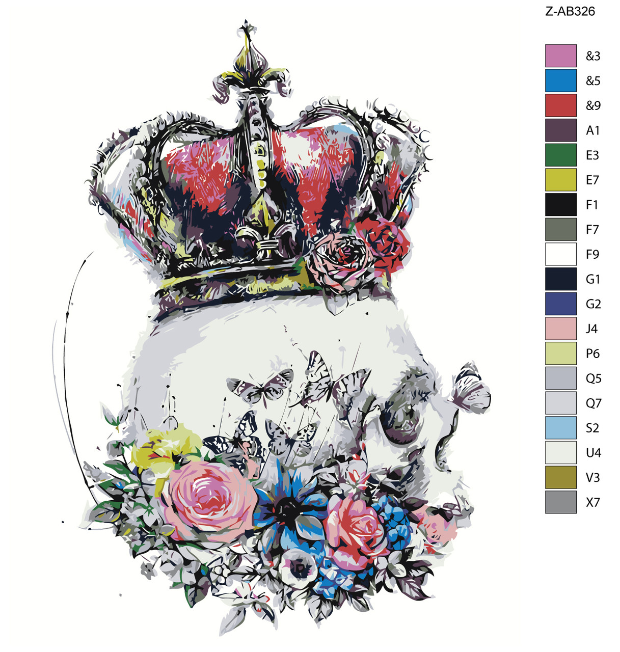 Картина по номерам Череп с короной и цветы 40 x 50 | Z-AB326 | SLAVINA - фото 2 - id-p196791303