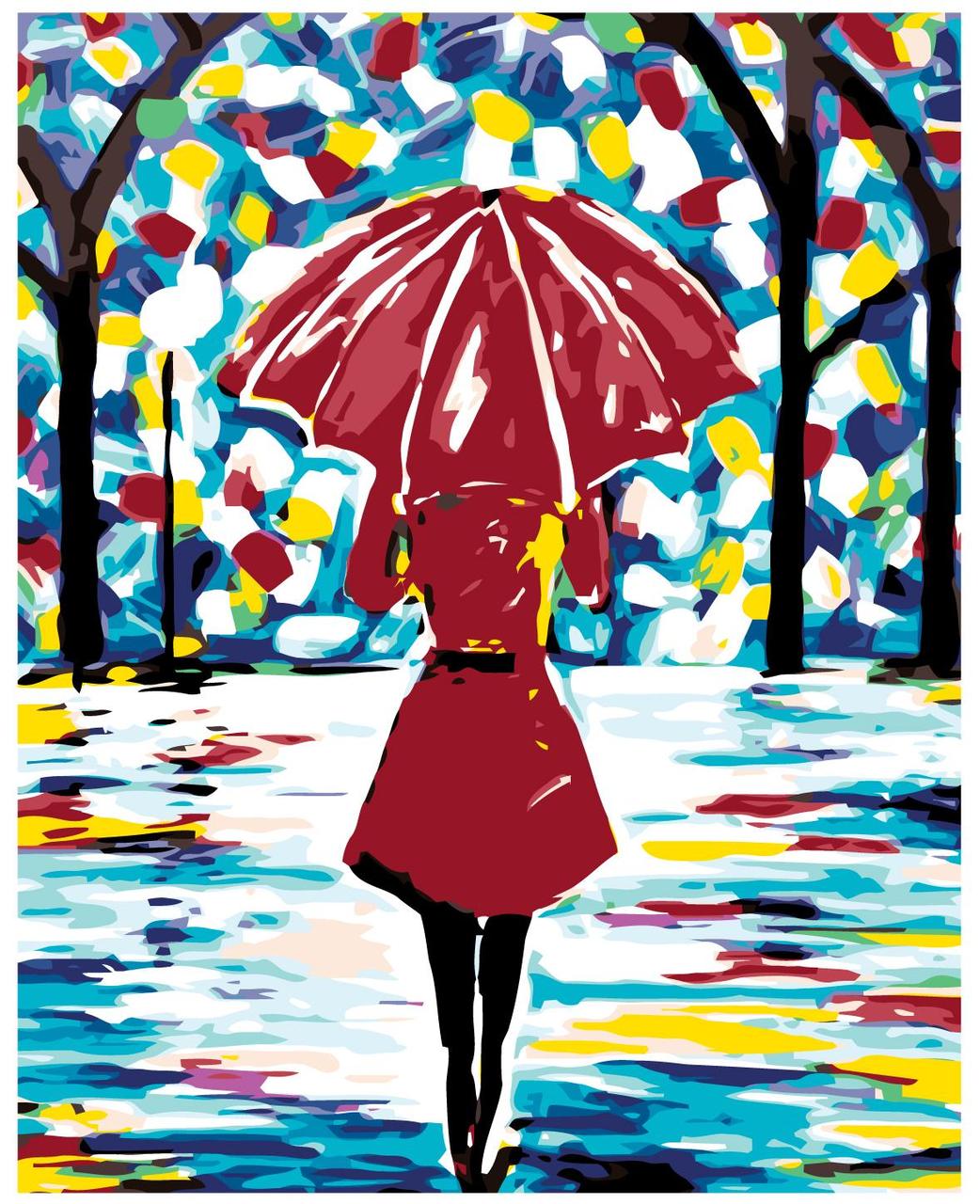 Картина по номерам Девушка под зонтом 40 x 50 | RA219 | SLAVINA - фото 1 - id-p196790325