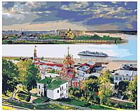 Картина по номерам Стрелка на реке Волга Нижний Новгород 40 x 50 | pl04 | SLAVINA