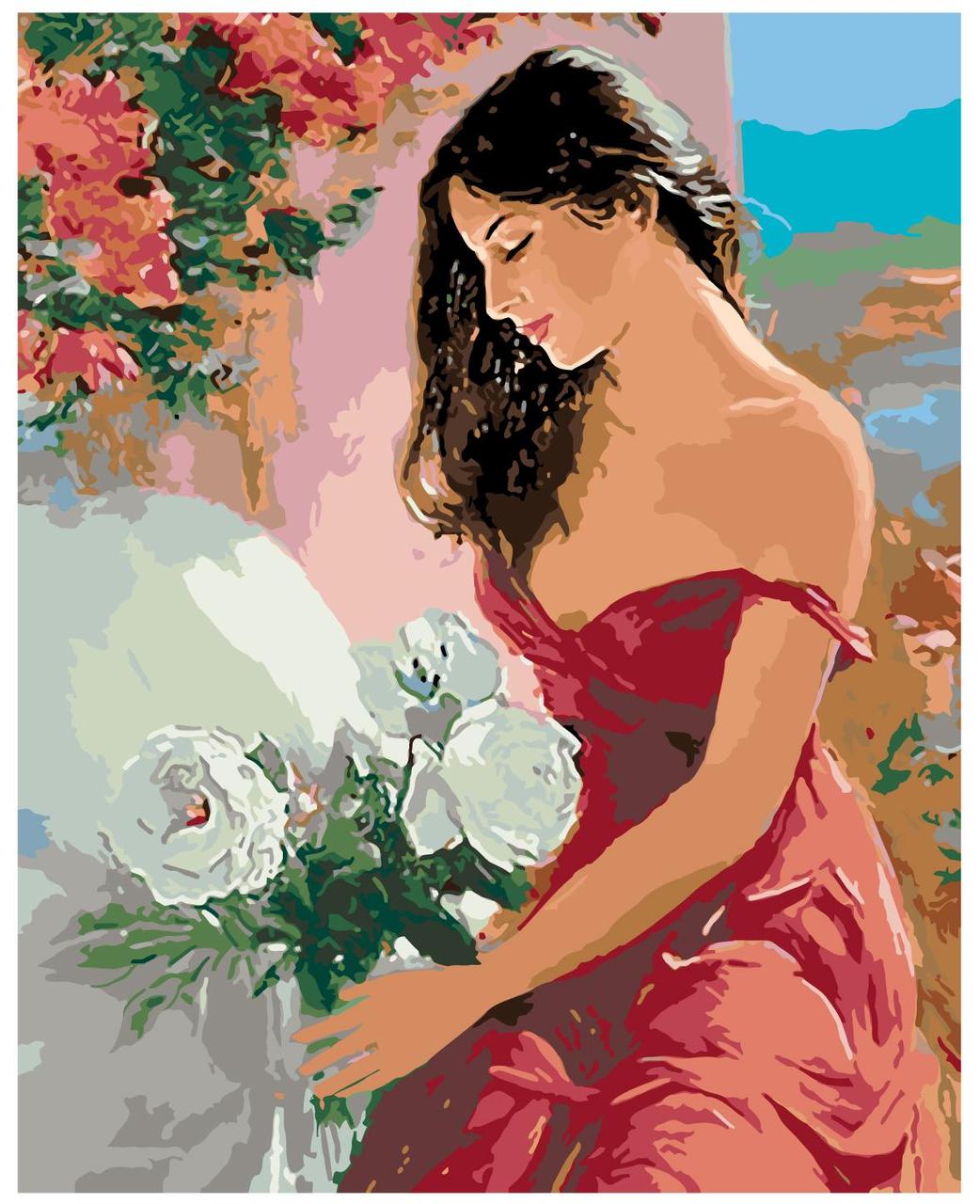 Картина по номерам Девушка и цветы 40 x 50 | RO115 | SLAVINA - фото 1 - id-p196790335