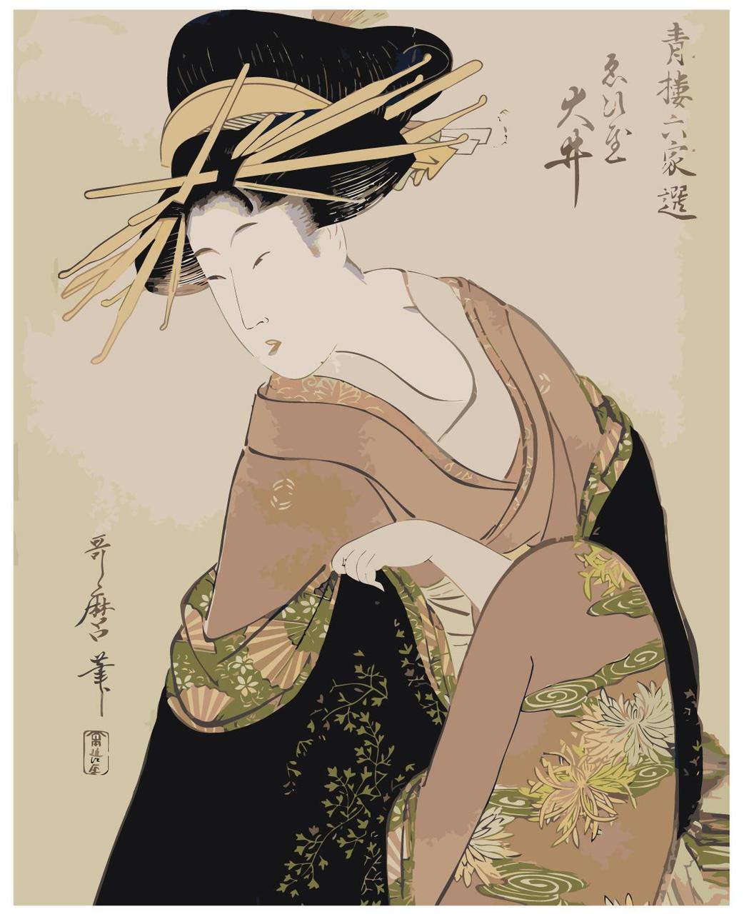 Картина по номерам Японская девушка Китагава Утамаро 40 x 50 | Z5886 | SLAVINA - фото 1 - id-p196791324