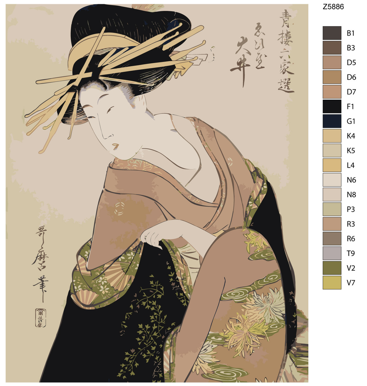 Картина по номерам Японская девушка Китагава Утамаро 40 x 50 | Z5886 | SLAVINA - фото 2 - id-p196791324