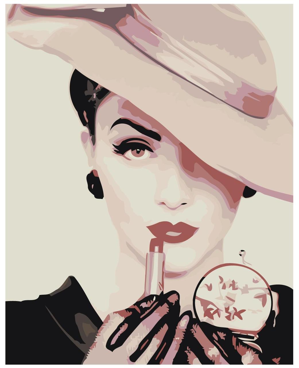 Картина по номерам Женщина в шляпе с помадой 40 x 50 | Z-AB489 | SLAVINA - фото 1 - id-p196791327