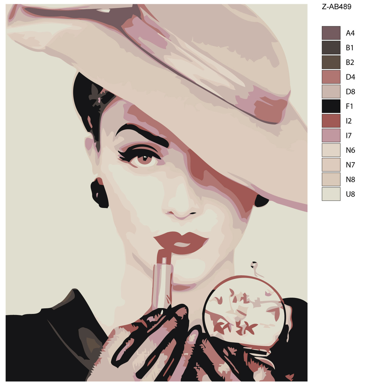 Картина по номерам Женщина в шляпе с помадой 40 x 50 | Z-AB489 | SLAVINA - фото 2 - id-p196791327