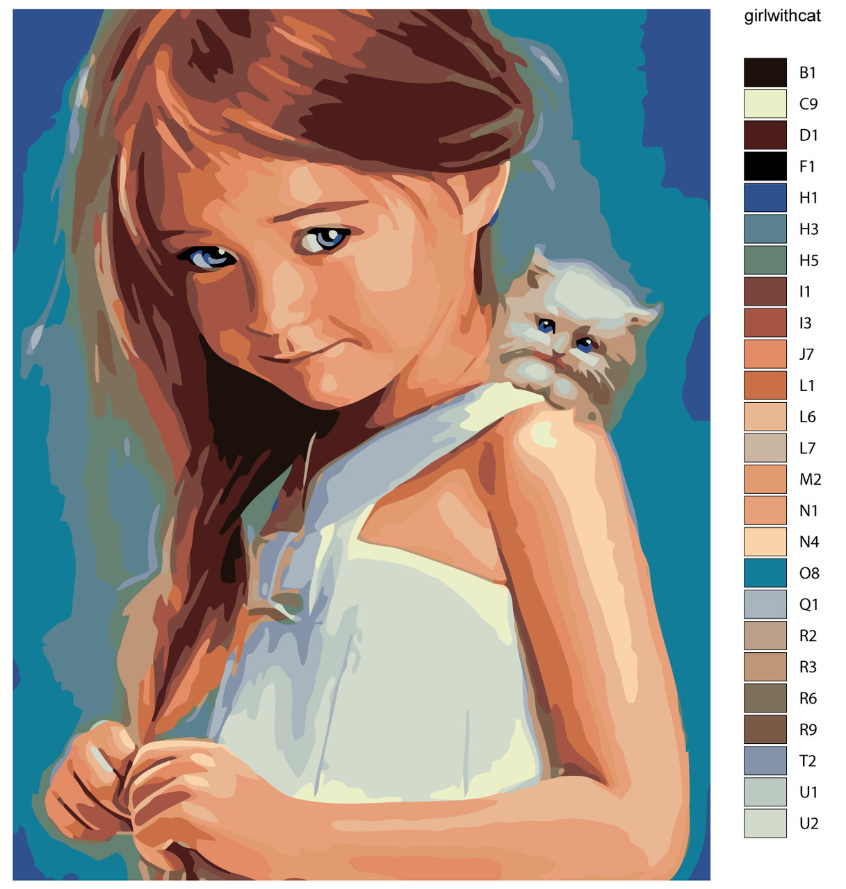 Картина по номерам Девочка и котенок 40 x 50 | KTMK-girlwithcat | SLAVINA - фото 2 - id-p196791334