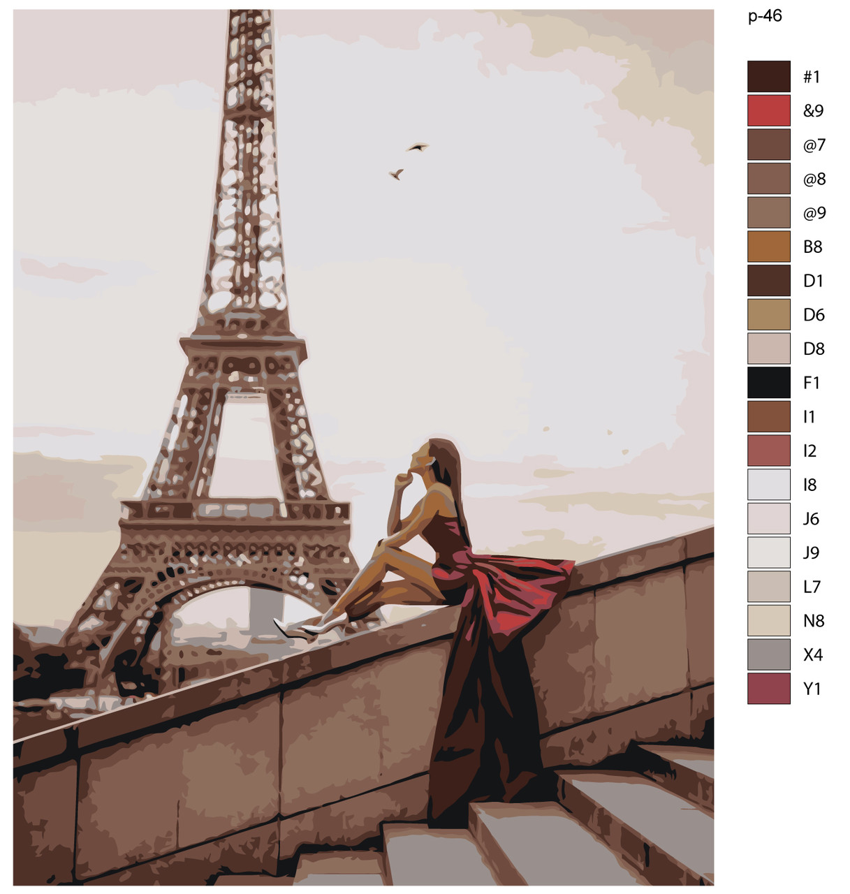 Картина по номерам Девушка в Париже 40 x 50 | IIIR-p-46 | SLAVINA - фото 2 - id-p196789359