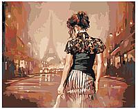 Картина по номерам Девушка гуляющая по Парижу 40 x 50 | MS05 | SLAVINA