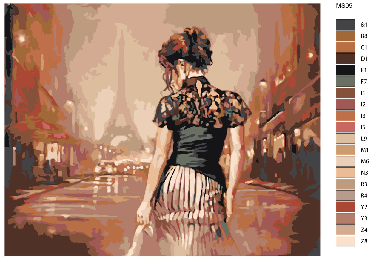 Картина по номерам Девушка гуляющая по Парижу 40 x 50 | MS05 | SLAVINA - фото 2 - id-p196789362