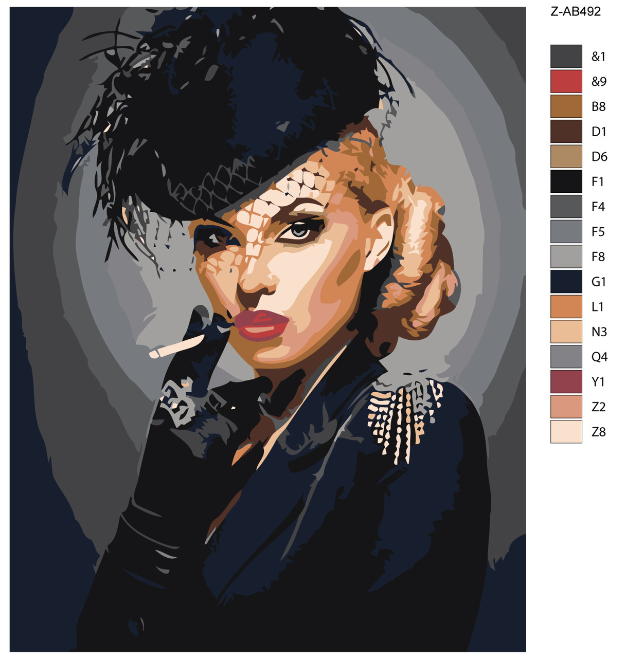 Картина по номерам Женщина в шляпе с сигаретой 40 x 50 | Z-AB492 | SLAVINA - фото 2 - id-p196790352