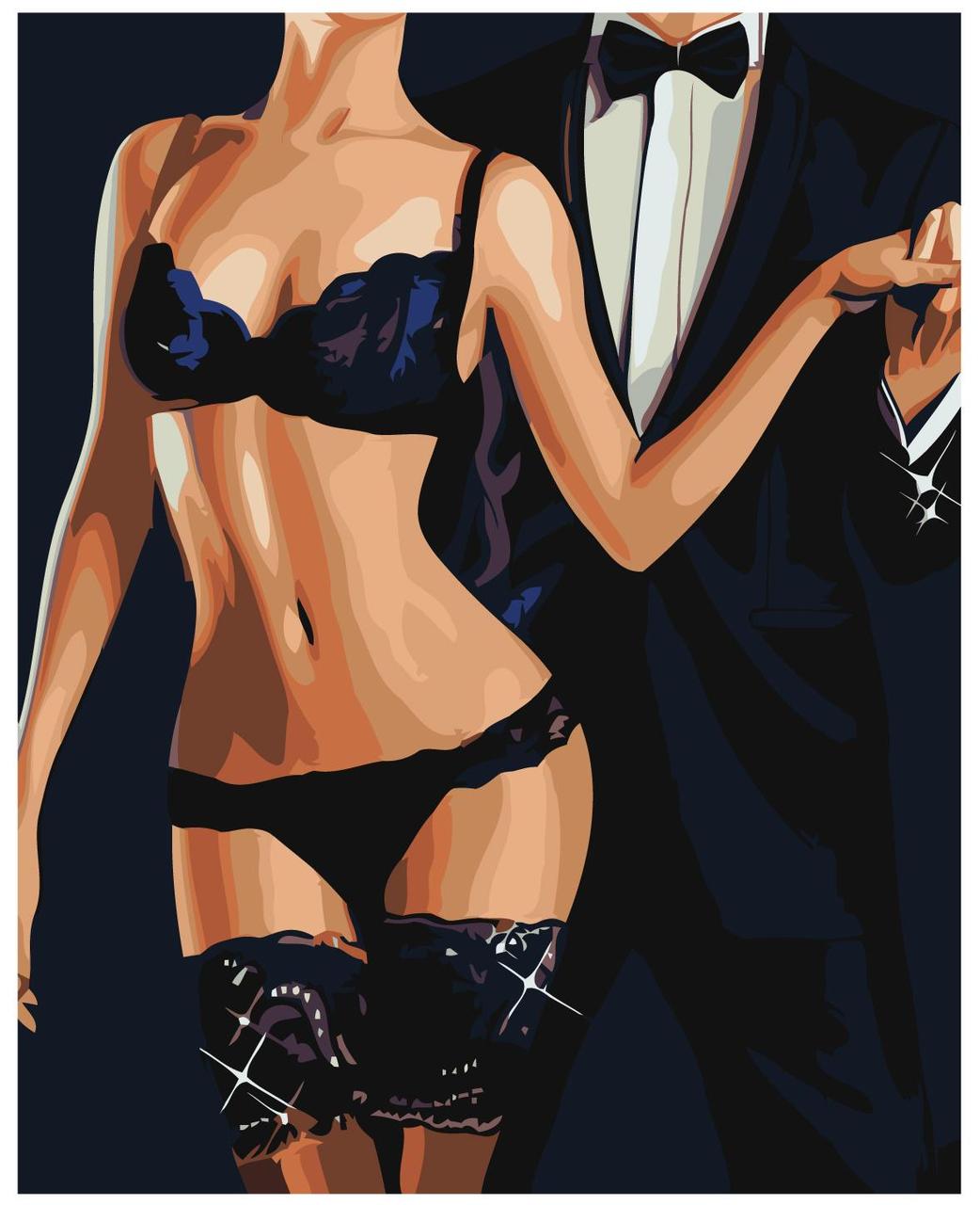 Картина по номерам Мужчина в костюме с девушкой в нижнем белье 40 x 50 | Z-AB500 | SLAVINA