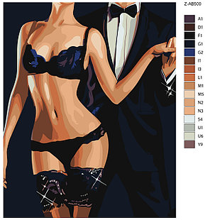 Картина по номерам Мужчина в костюме с девушкой в нижнем белье 40 x 50 | Z-AB500 | SLAVINA, фото 2
