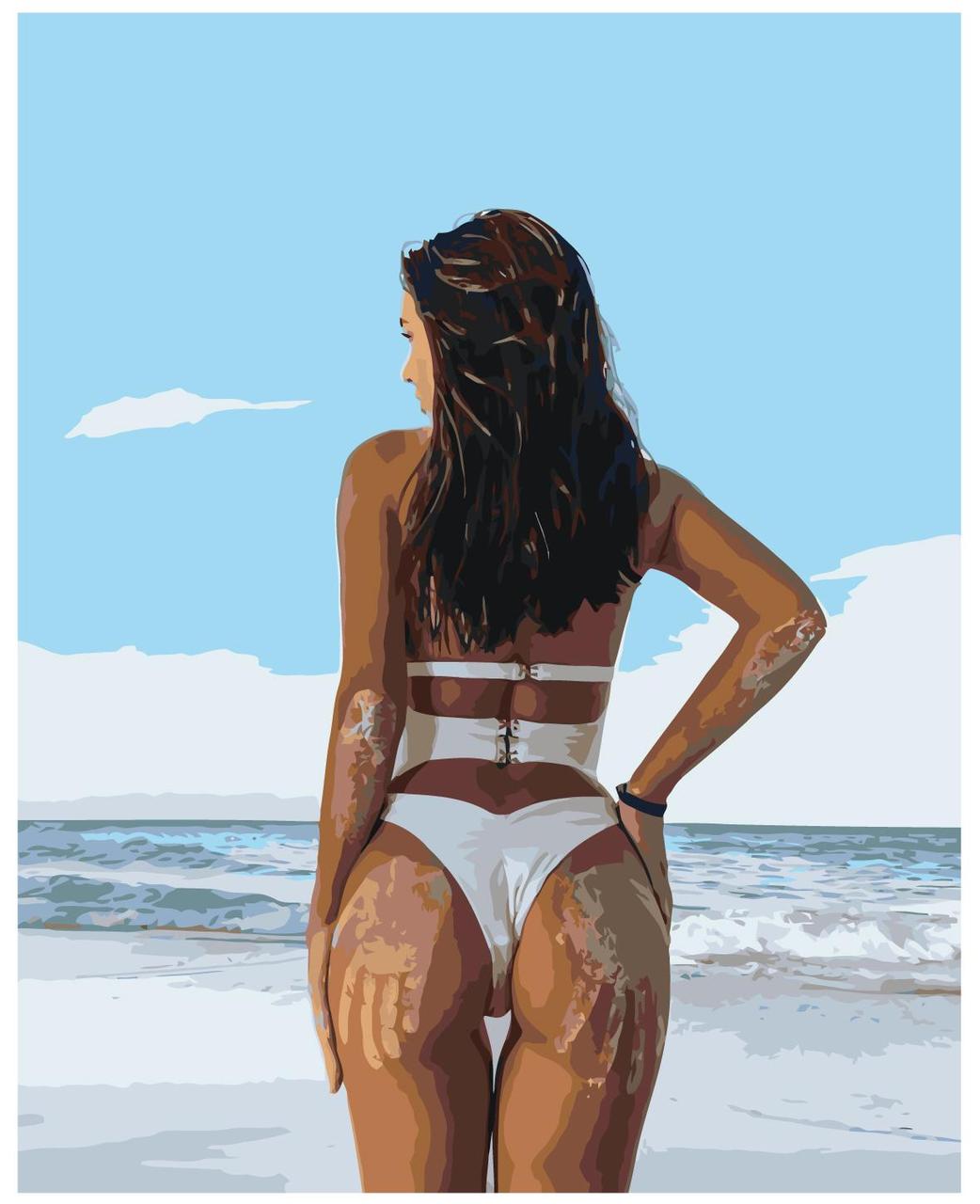 Картина по номерам Девушка на пляже 40 x 50 | IIIR-p-50 | SLAVINA - фото 1 - id-p196789365