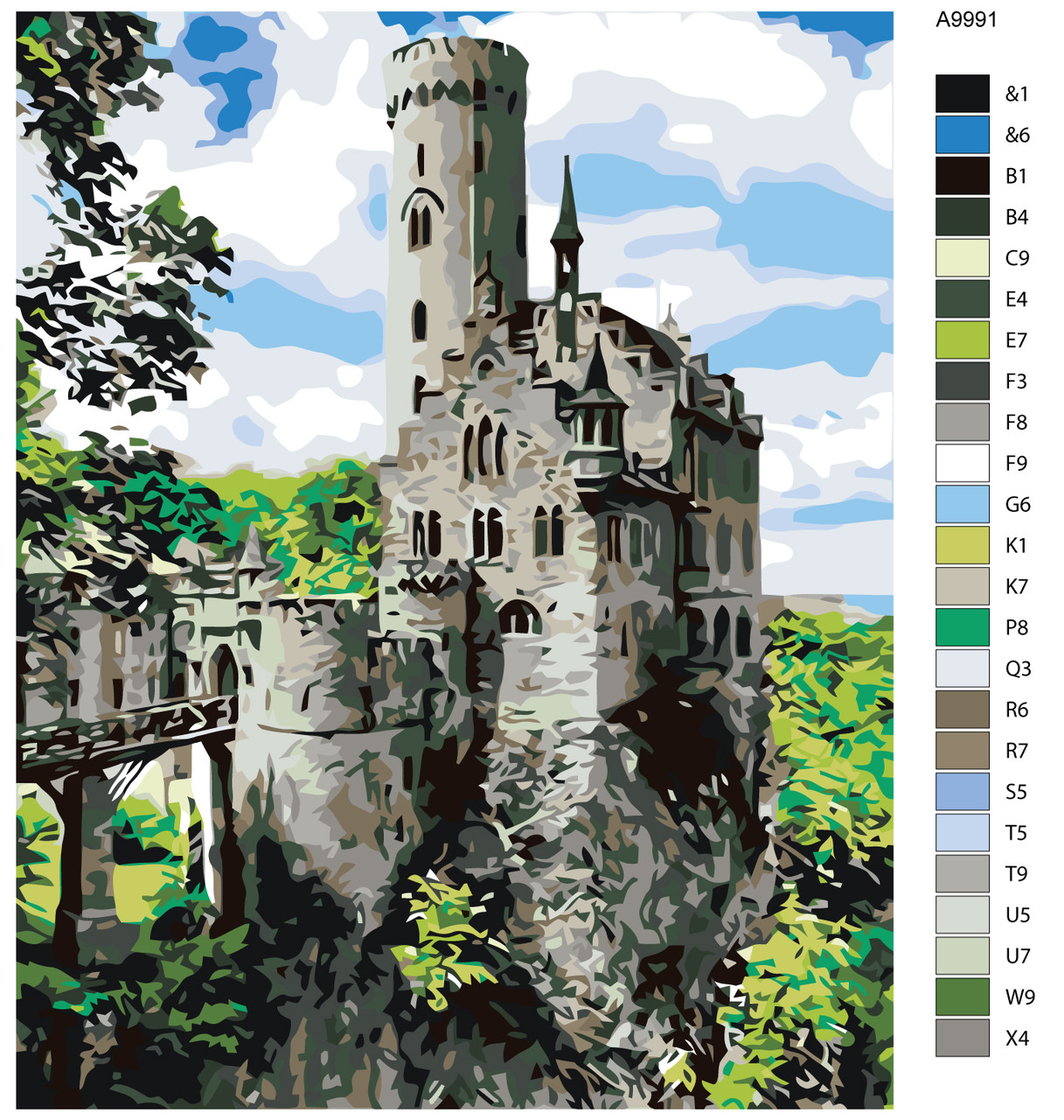 Картина по номерам Замок Лихтенштейн 40 x 50 | GU-A9991 | SLAVINA - фото 2 - id-p196791366