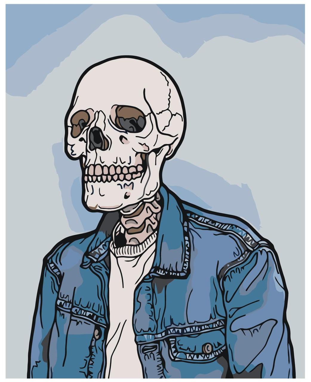 Картина по номерам Скелет в джинсовой куртке 40 x 50 | Z-AB689 | SLAVINA - фото 1 - id-p196791368