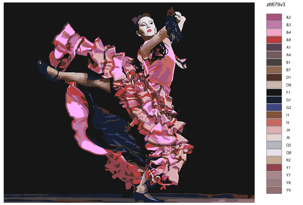 Картина по номерам Танцовщица фламенко 40 x 50 | z6679v3 | SLAVINA - фото 2 - id-p196790369