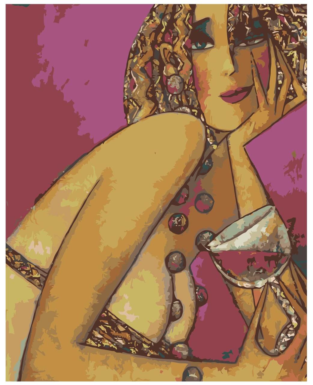 Картина по номерам Девушка с бокалом вина 40 x 50 | Z-AB724 | SLAVINA - фото 1 - id-p196790370