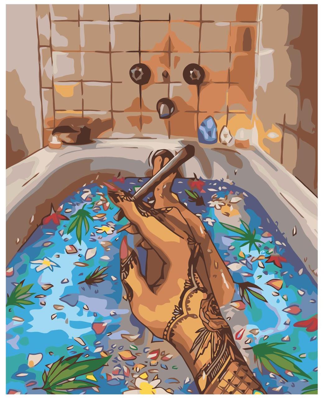 Картина по номерам Девушка с сигаретой в ванне 40 x 50 | WA33 | SLAVINA - фото 1 - id-p196791412