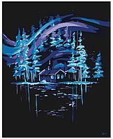 Картина по номерам Дом в ночном лесу 40 x 50 | RA282 | SLAVINA