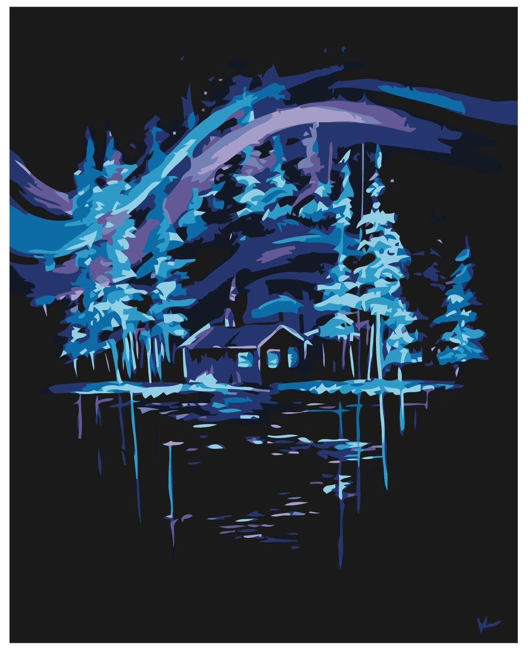 Картина по номерам Дом в ночном лесу 40 x 50 | RA282 | SLAVINA - фото 1 - id-p196790417