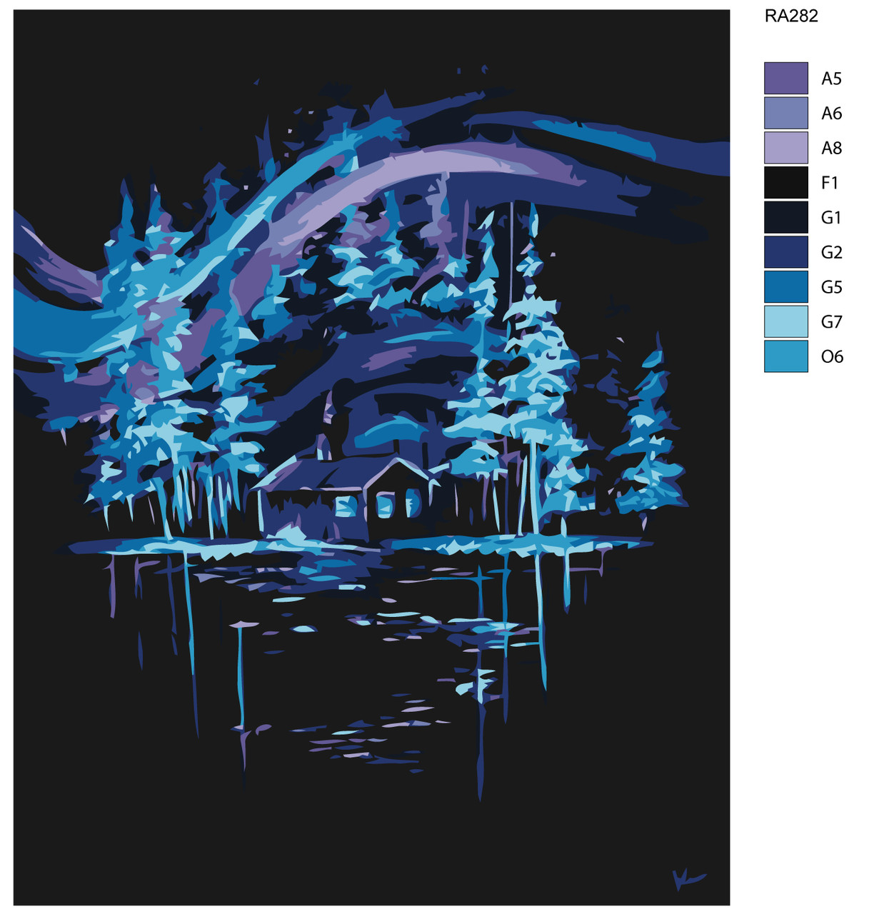 Картина по номерам Дом в ночном лесу 40 x 50 | RA282 | SLAVINA - фото 2 - id-p196790417