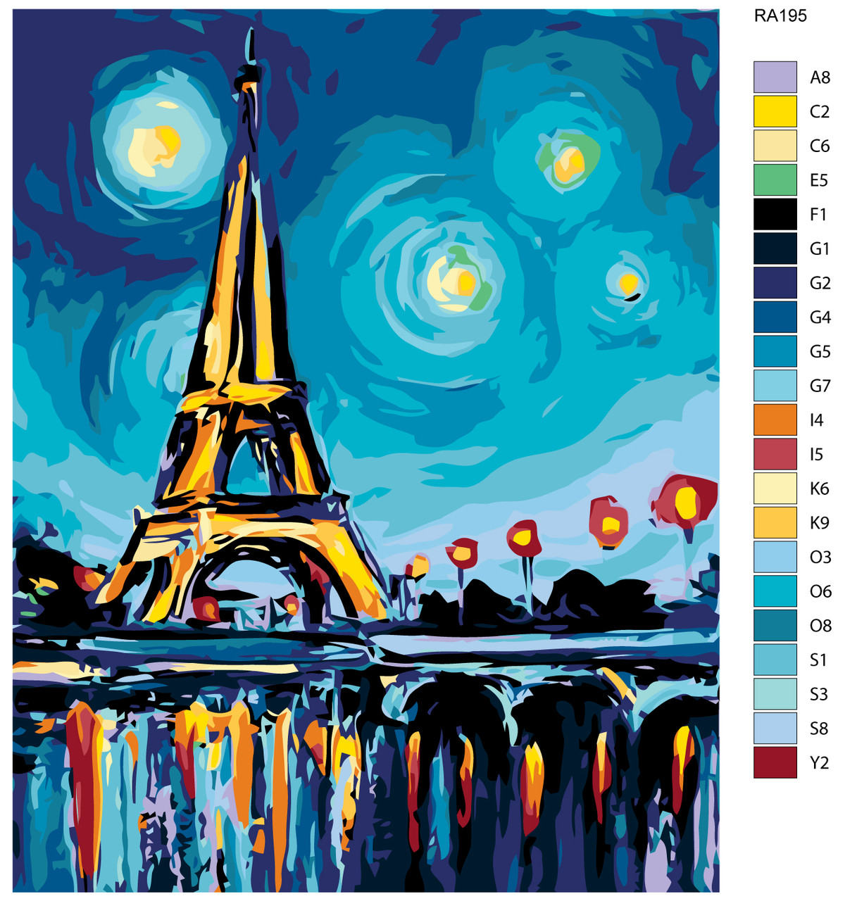Картина по номерам Звездная ночь в Париже 40 x 50 | RA195 | SLAVINA - фото 2 - id-p196789428