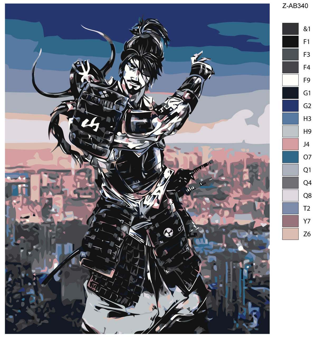 Картина по номерам Городской самурай 40 x 50 | Z-AB340 | SLAVINA - фото 2 - id-p196790435
