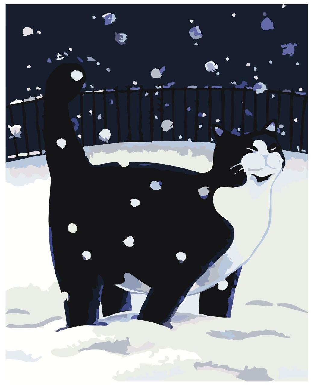 Картина по номерам Кот гуляющий по снегу 40 x 50 | A74 | SLAVINA - фото 1 - id-p196789464