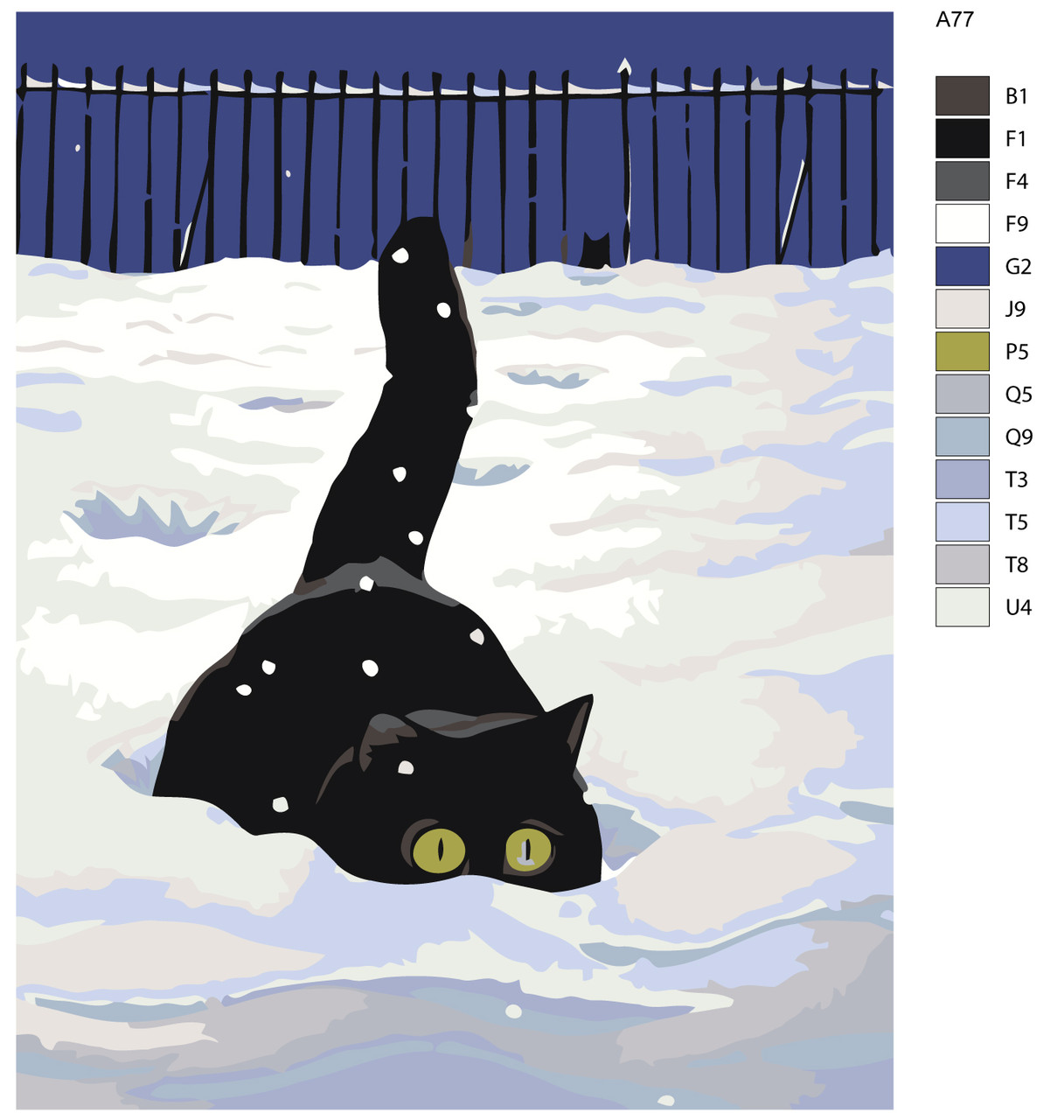 Картина по номерам Кот играющий в снегу 40 x 50 | A77 | SLAVINA - фото 2 - id-p196789467