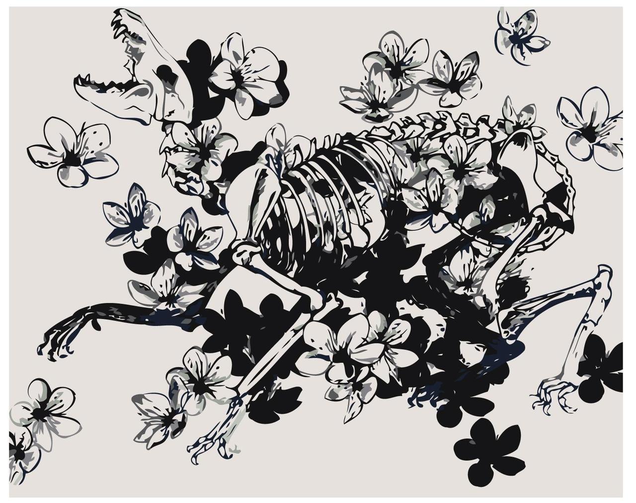 Картина по номерам Скелет и цветы 40 x 50 | Z-AB616 | SLAVINA - фото 1 - id-p196790473