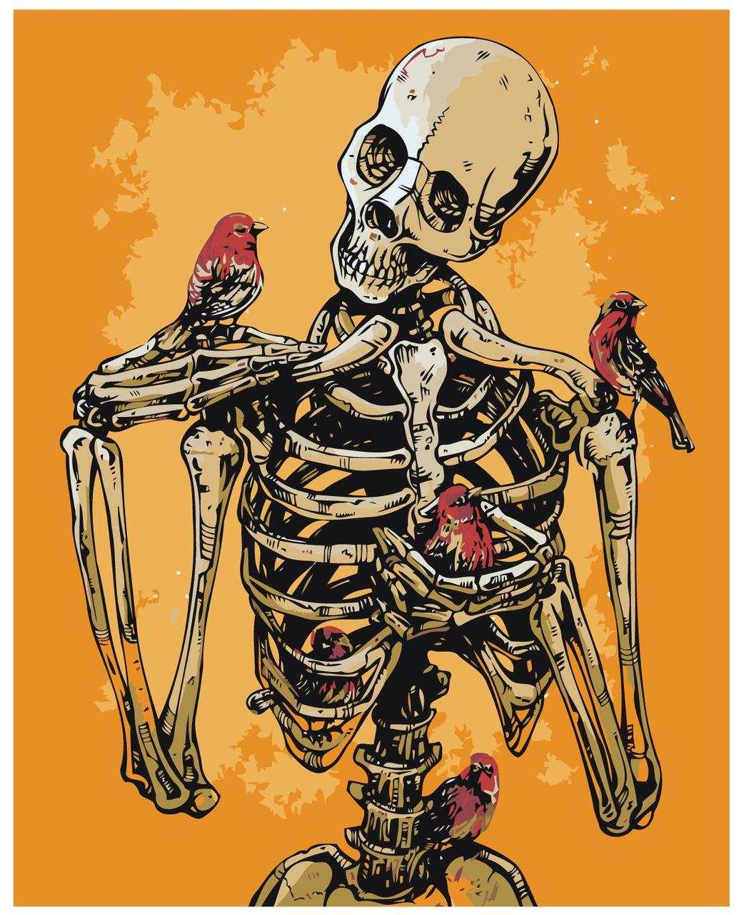 Картина по номерам Скелет и птицы 40 x 50 | Z-AB617 | SLAVINA - фото 1 - id-p196790474