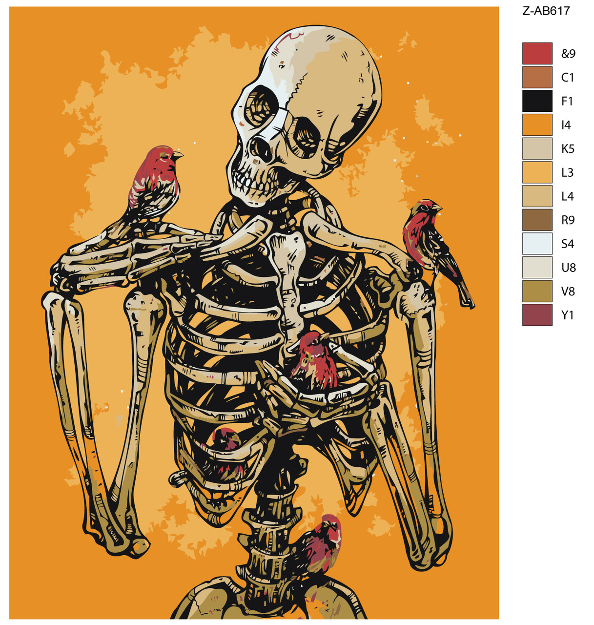 Картина по номерам Скелет и птицы 40 x 50 | Z-AB617 | SLAVINA - фото 2 - id-p196790474