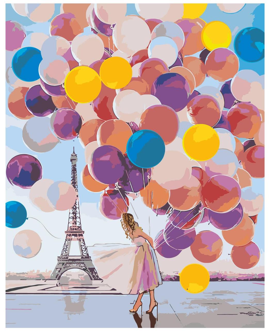 Картина по номерам Девушка с воздушыми шарами в Париже 40 x 50 | FU31 | SLAVINA - фото 1 - id-p196790560