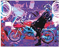Картина по номерам Девушка на мотоцикле 40 x 50 | FU47 | SLAVINA