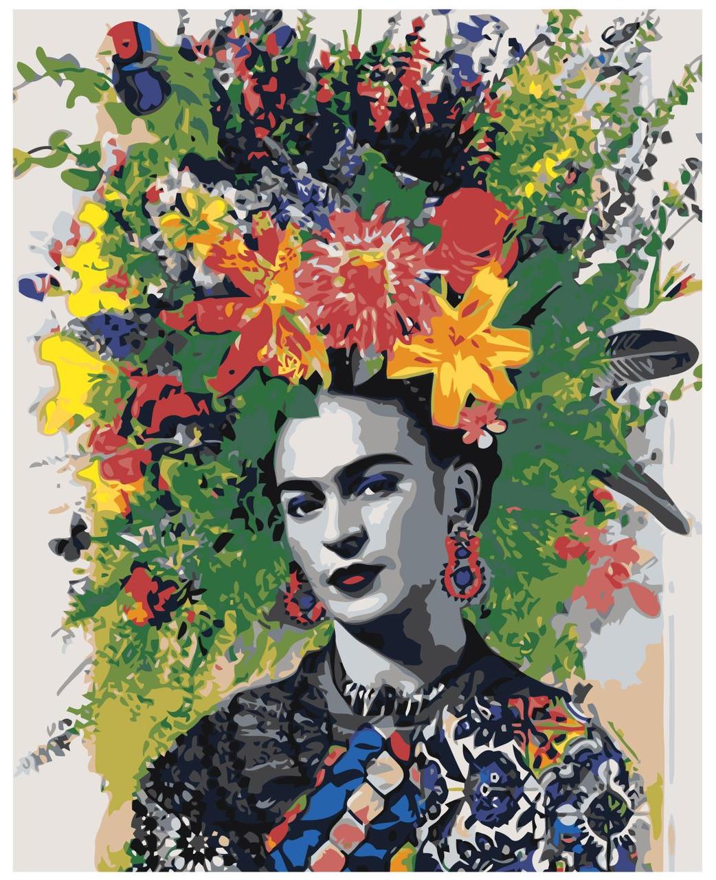 Картина по номерам Фрида Кало с цветами 40 x 50 | Z-AB185 | SLAVINA - фото 1 - id-p196790604