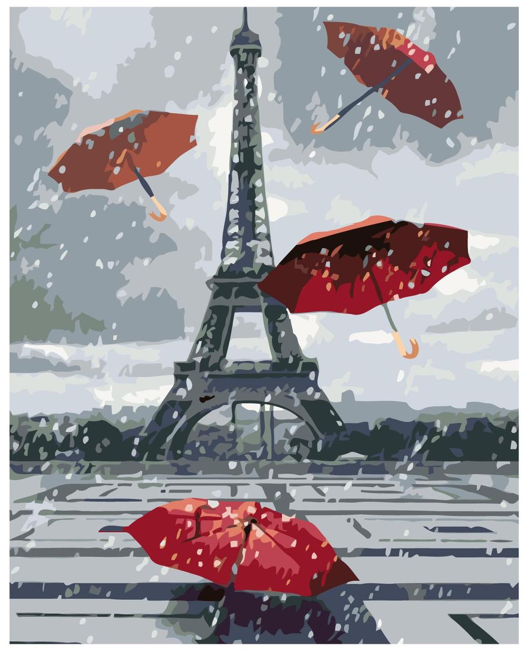 Картина по номерам Париж. Летящие зонтики 40 x 50 | KTMK-85496 | SLAVINA - фото 1 - id-p196789610