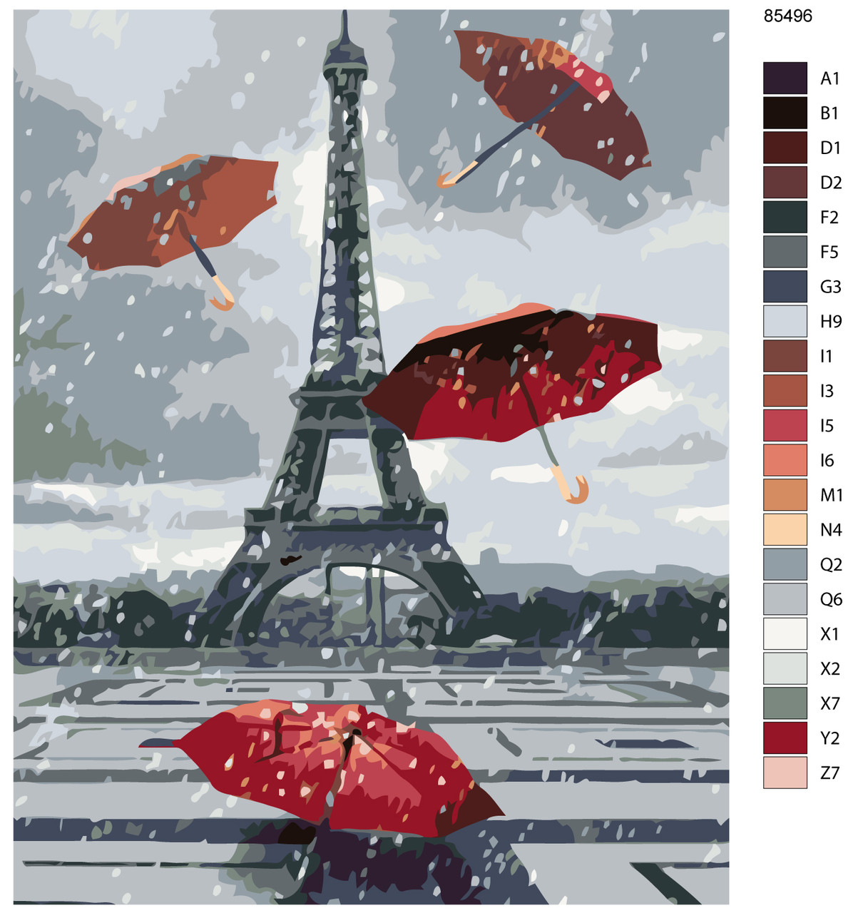 Картина по номерам Париж. Летящие зонтики 40 x 50 | KTMK-85496 | SLAVINA - фото 2 - id-p196789610