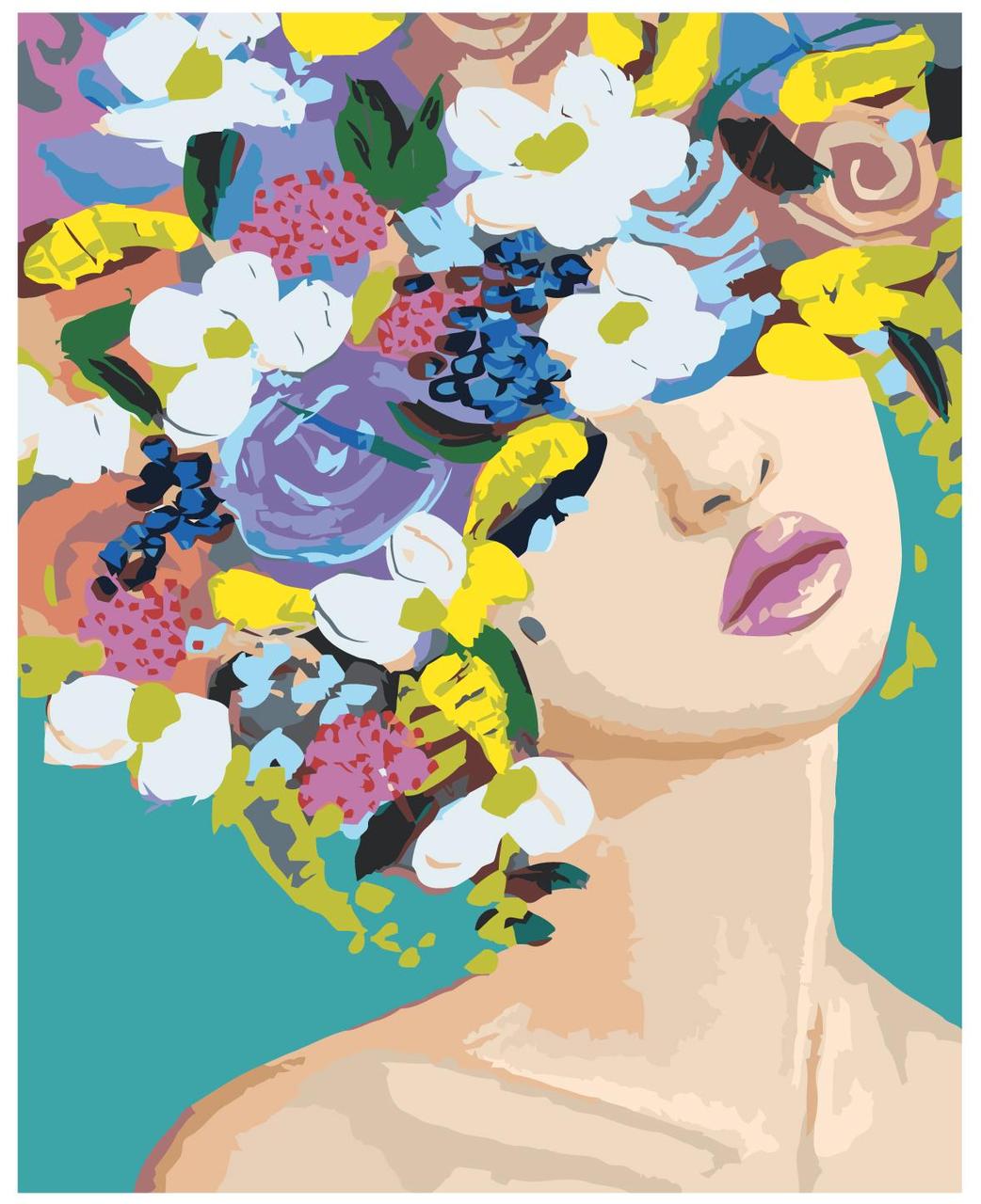 Картина по номерам Девушка с цветами на голове 40 x 50 | RO218 | SLAVINA - фото 1 - id-p196790626