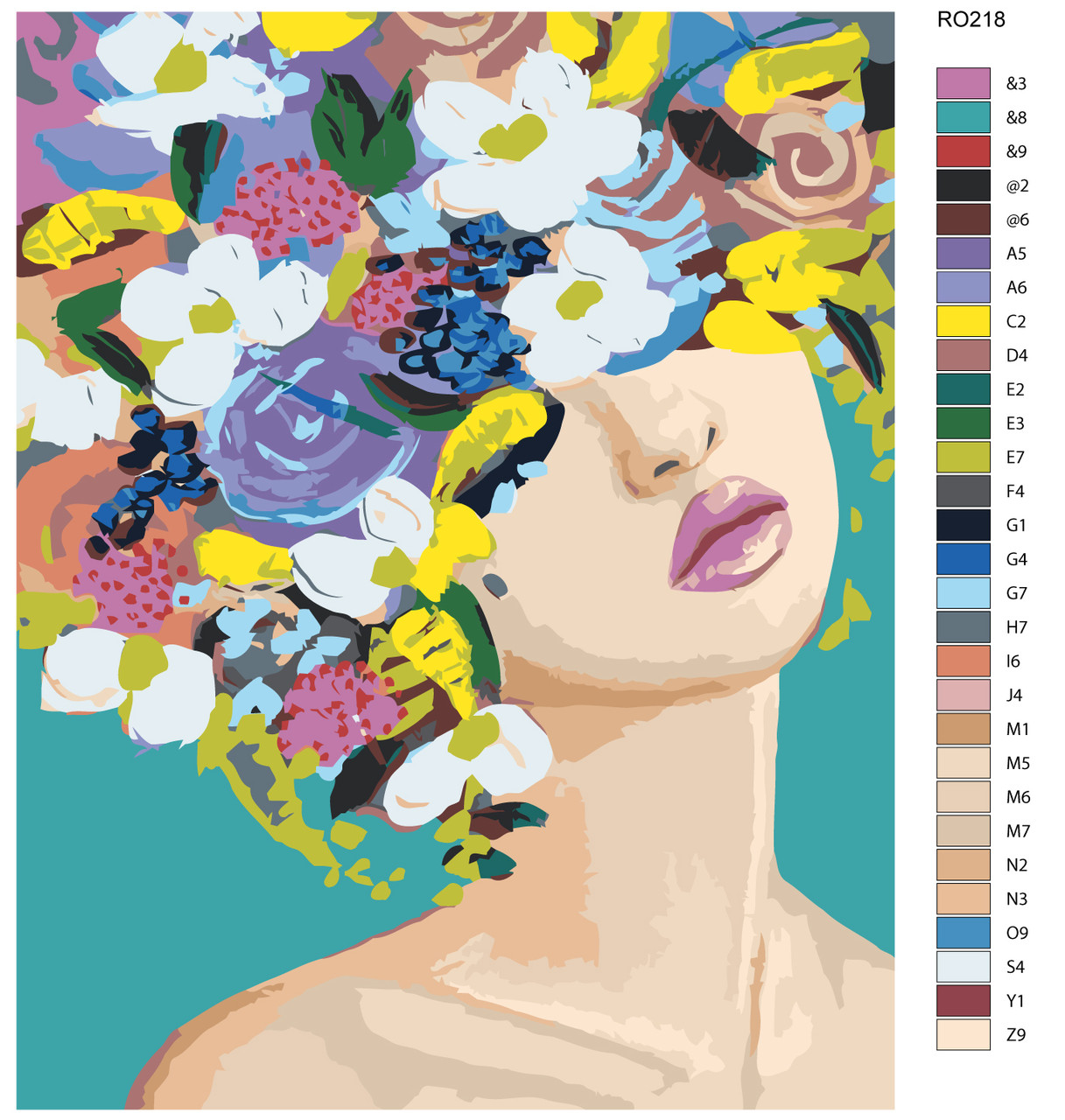Картина по номерам Девушка с цветами на голове 40 x 50 | RO218 | SLAVINA - фото 2 - id-p196790626