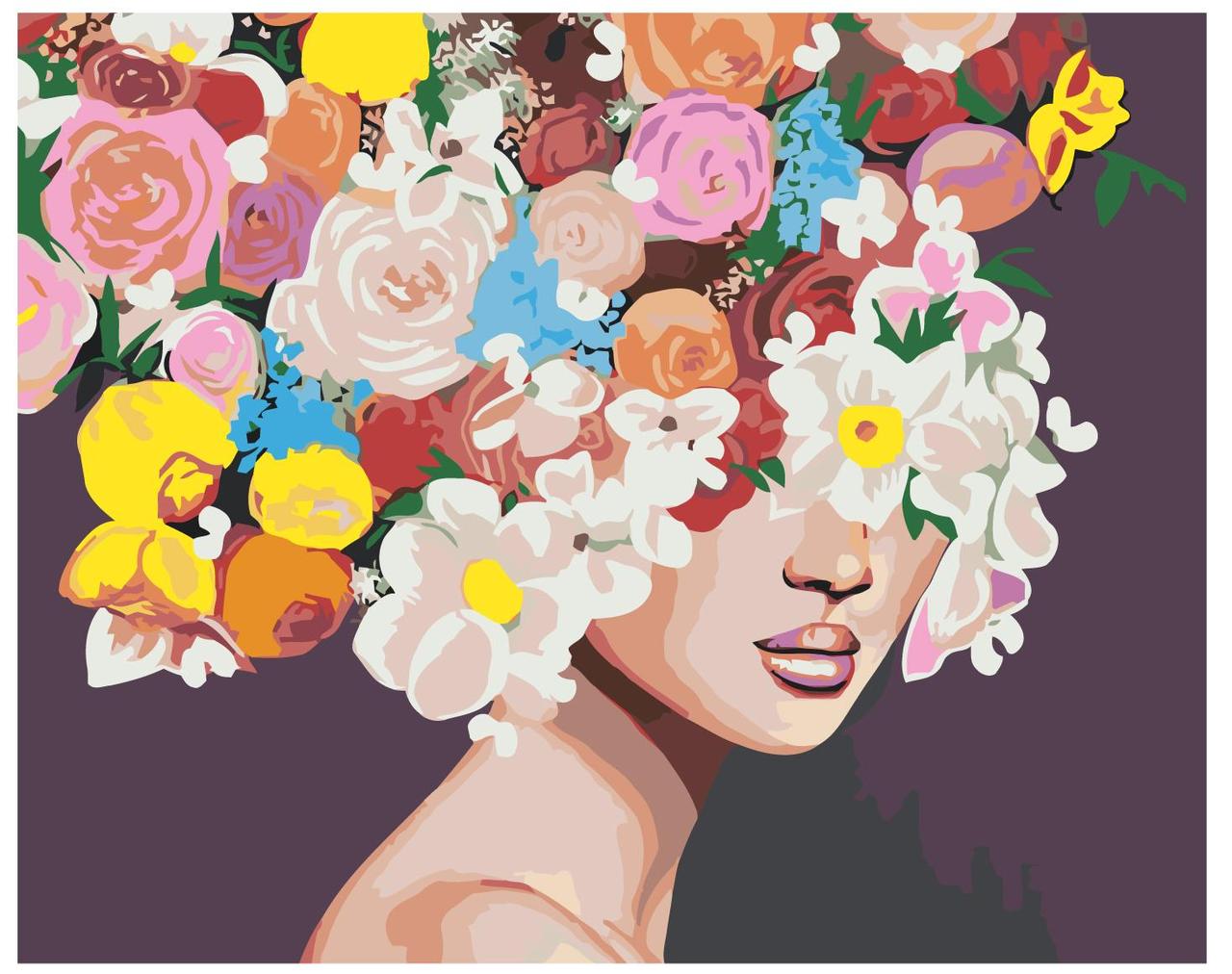 Картина по номерам Девушка с цветами на голове 40 x 50 | RO220 | SLAVINA - фото 1 - id-p196790627