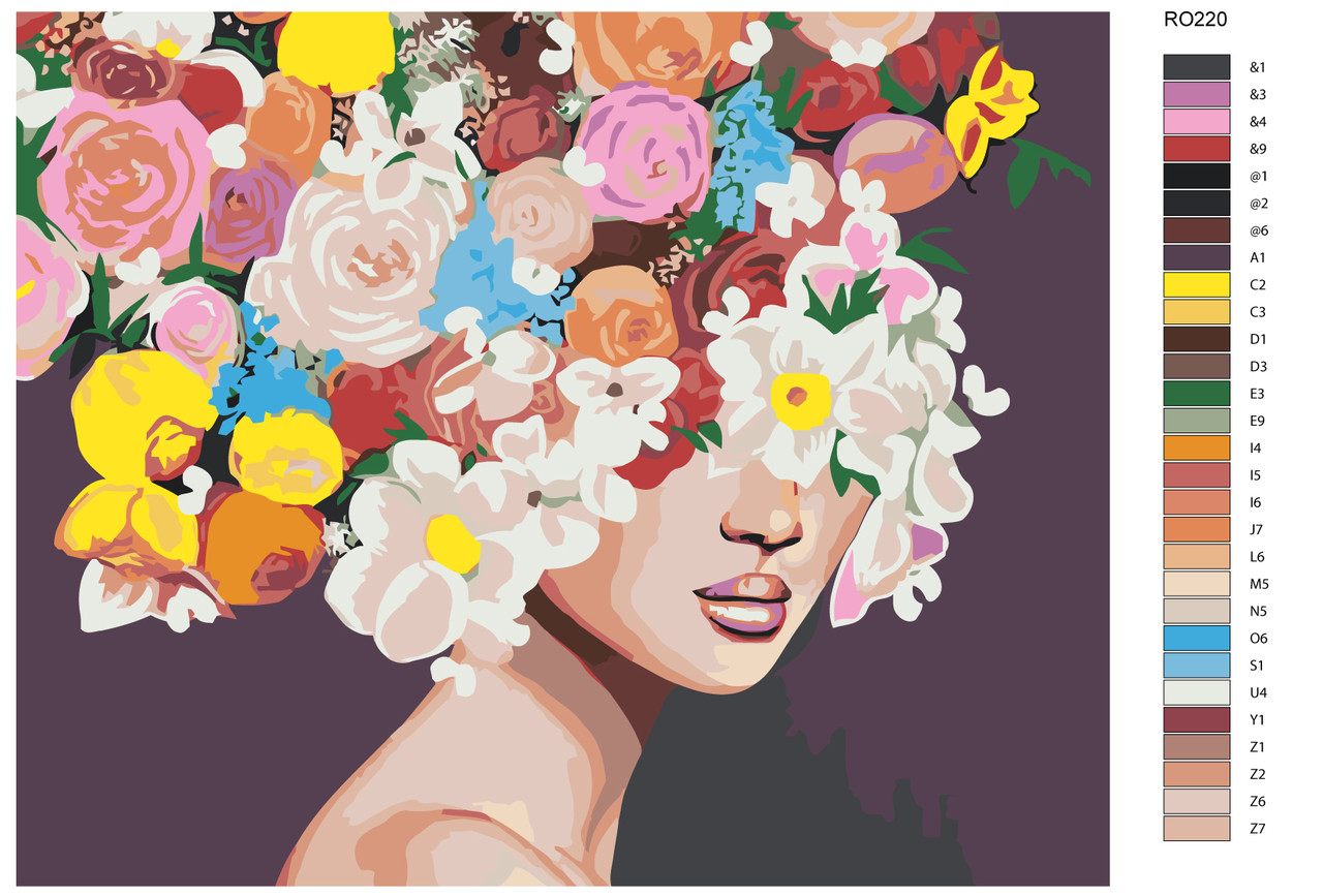 Картина по номерам Девушка с цветами на голове 40 x 50 | RO220 | SLAVINA - фото 2 - id-p196790627
