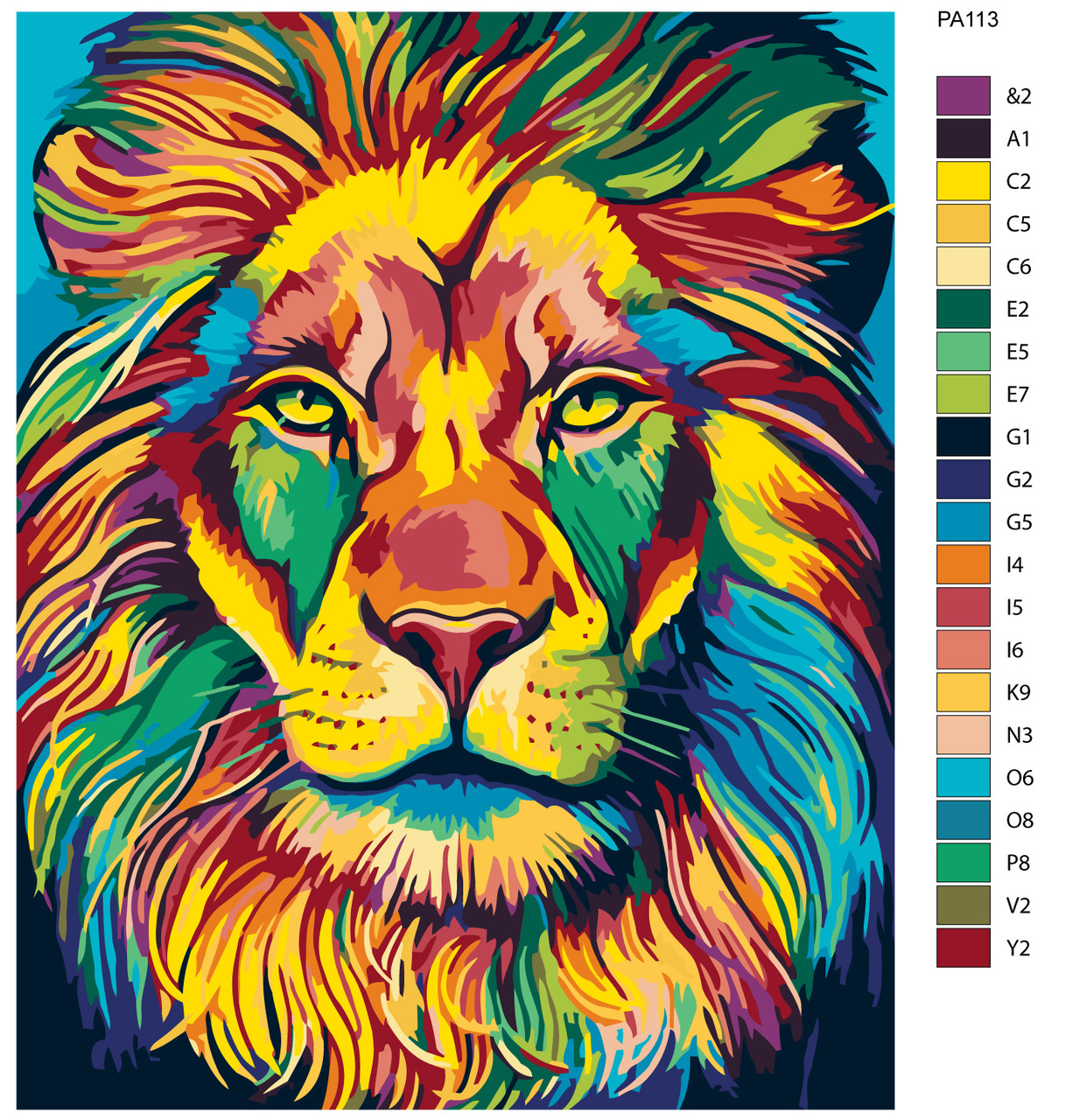 Картина по номерам Разноцветный лев 40 x 50 | PA113 | SLAVINA - фото 2 - id-p196790641