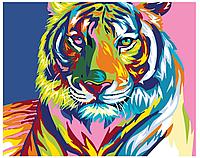 Картина по номерам Разноцветный тигр 40 x 50 | PA120 | SLAVINA