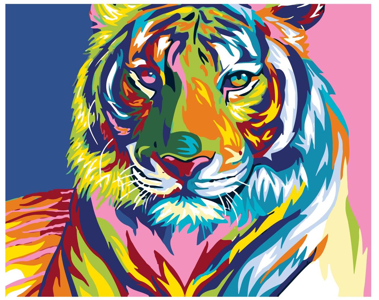 Картина по номерам Разноцветный тигр 40 x 50 | PA120 | SLAVINA - фото 1 - id-p196790643