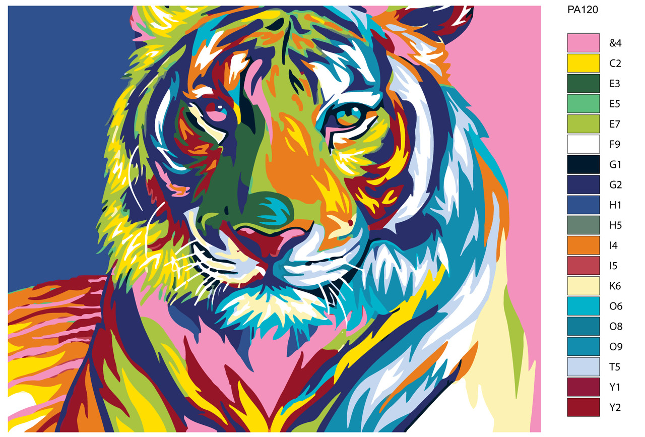 Картина по номерам Разноцветный тигр 40 x 50 | PA120 | SLAVINA - фото 2 - id-p196790643