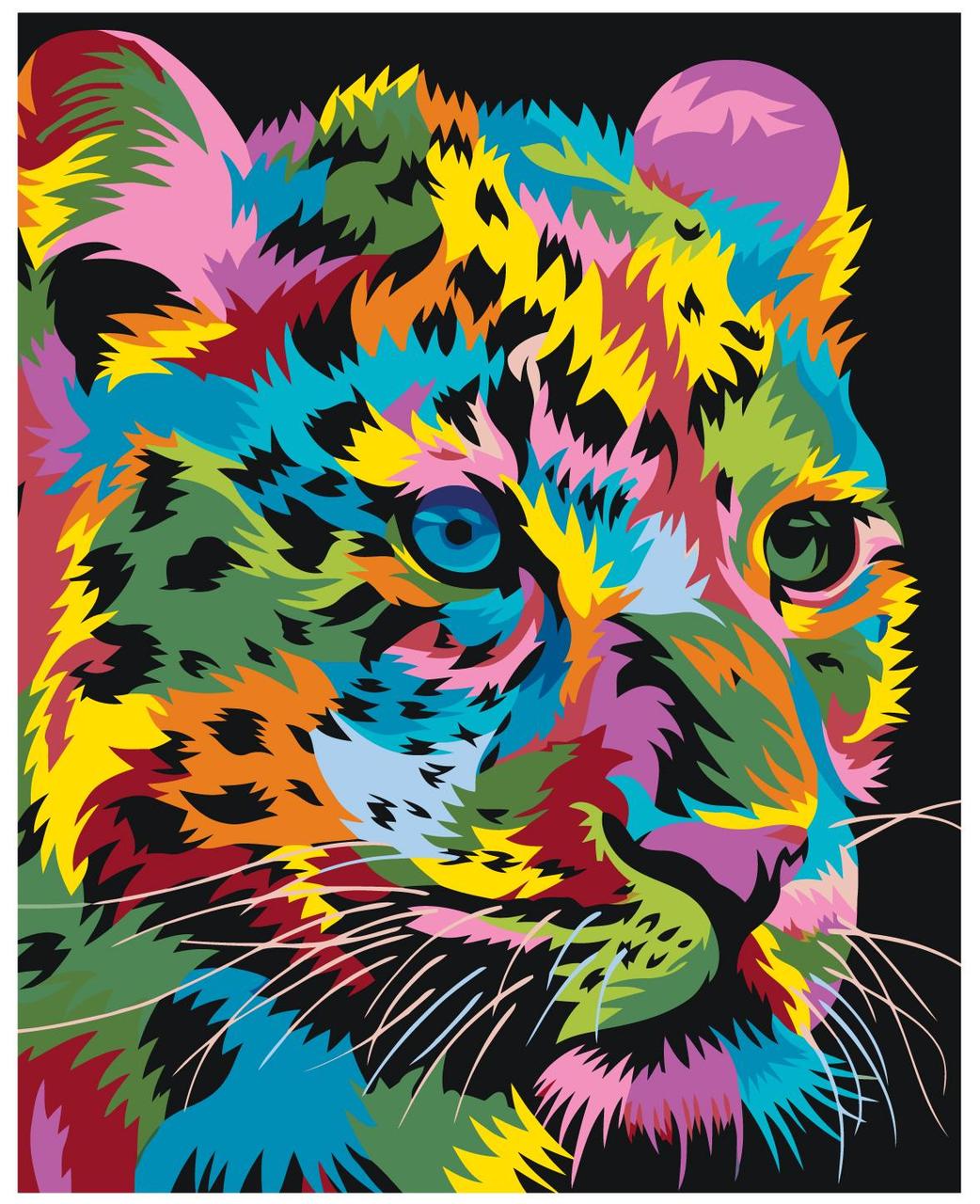 Картина по номерам Разноцветный леопард 40 x 50 | PA126 | SLAVINA - фото 1 - id-p196790646